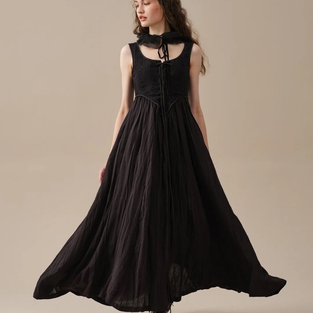 NWT Linenaive Anis 23 Black Corset Dress